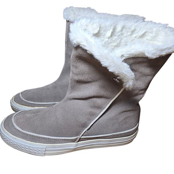 Converse All Stars Beverly Tan High Top Sneaker Boots Faux Fur US Womens 9.5 - Picture 4 of 8